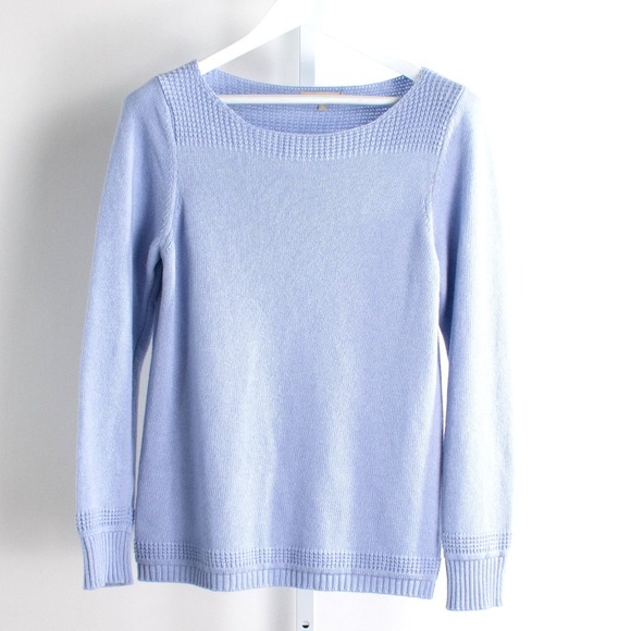 BENEDETTA B. Sweaters - Benedetta B. Womens L‎ Blue Long Sleeve Knit Sweater Wool Cashmere Blend Large
